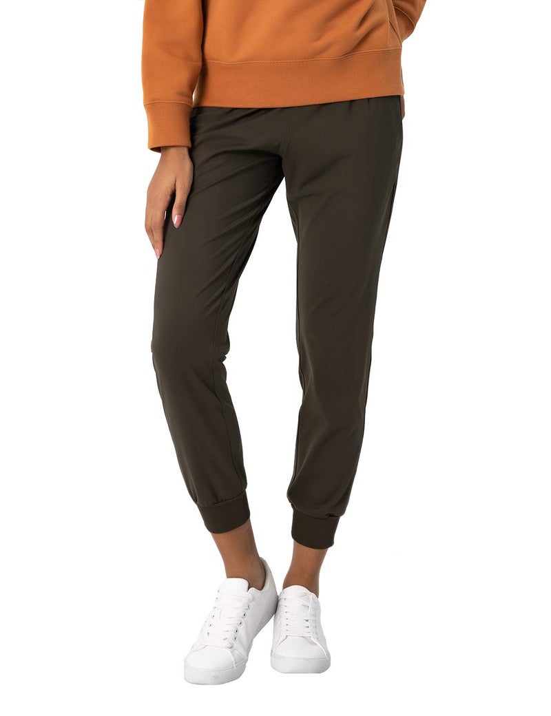AJISAI Women's Joggers Pants with Pockets Drawstring Sweatpants for Running Workout Lounge Wear Olive M - Image 1